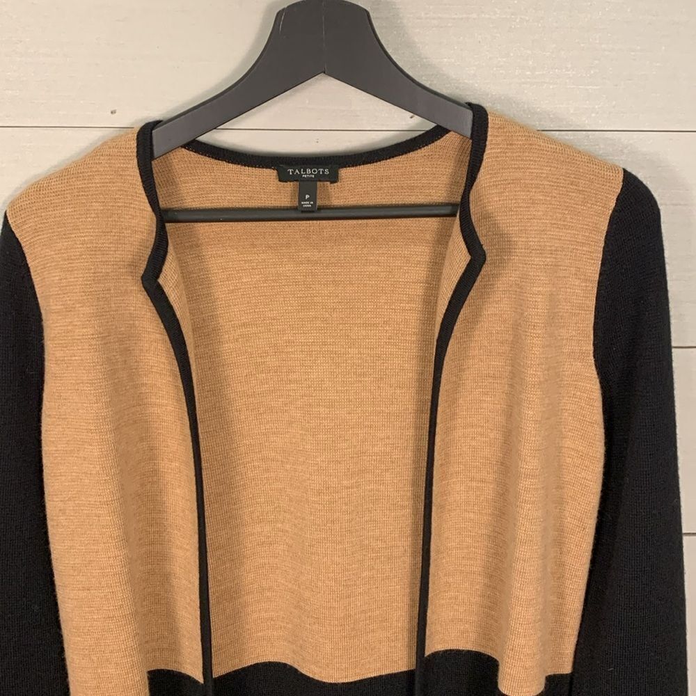 Talbots Open Front Longline Wool Blend Color Bloc… - image 2
